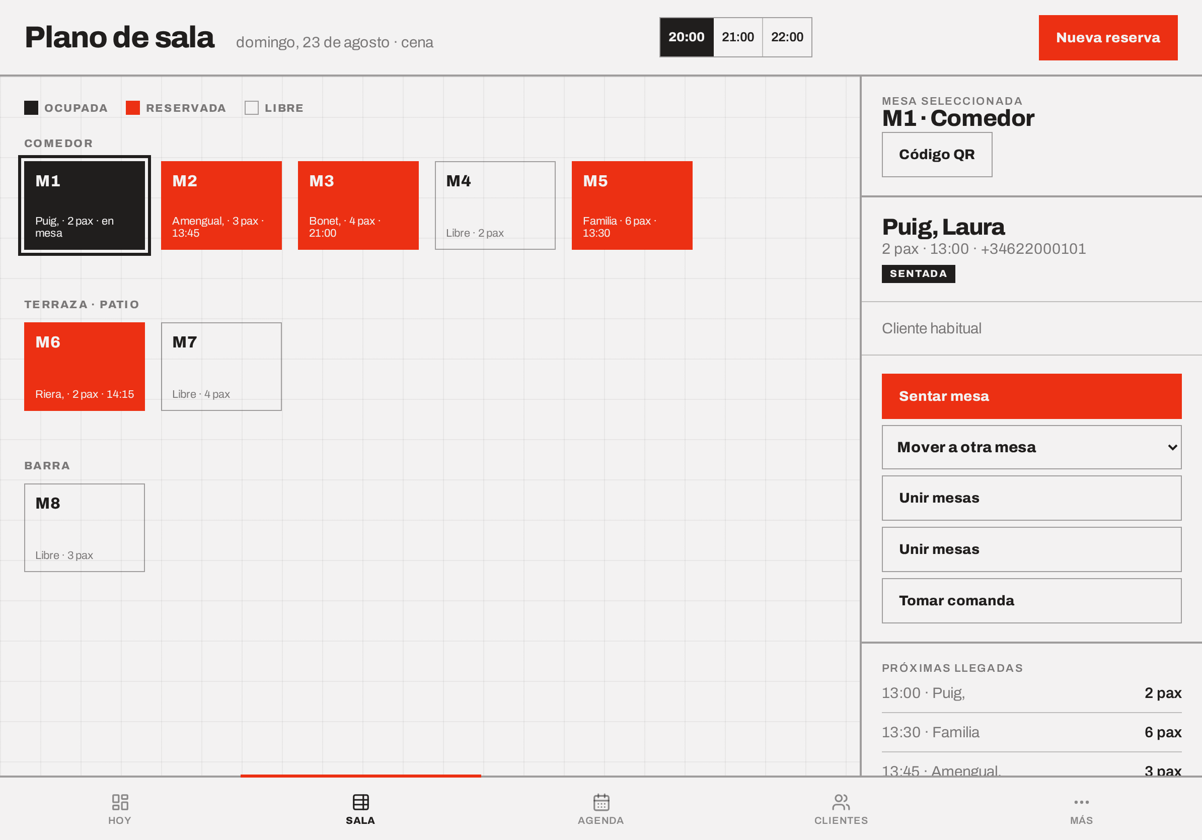 Plano de sala de Bauxa en tablet